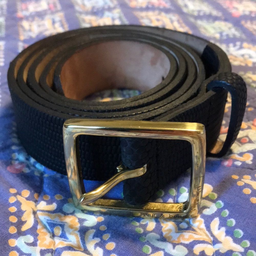 Rag & Bone Snake Skin Embossed Leather Belt